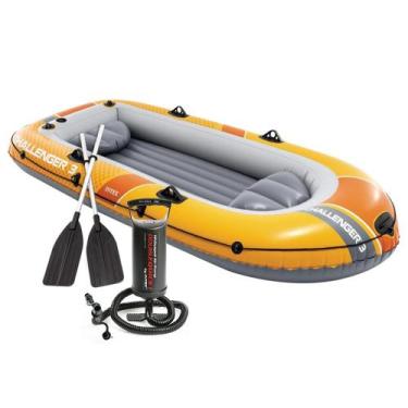 Imagem de Barco Bote Inflável Challenger 3 Pessoas 295cm Remos Bomba Intex