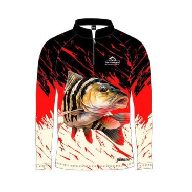 Imagem de Camiseta Pesca Masculina LCK JP Fishing UV30+ Vermelho Piau, G1, Verme