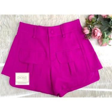Imagem de Shorts Cargo Feminino de Alfaiataria 9260 - Domi Modas, Fucsia, G