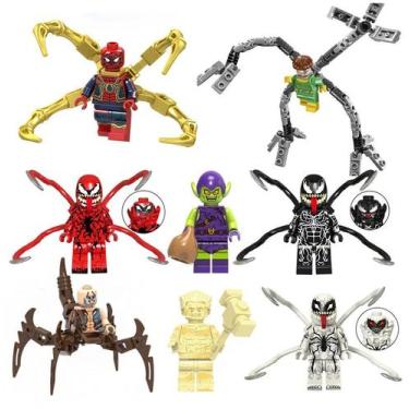 Imagem de Kit 8 bonecos homem aranha spiderman octopus marvel blocos de montar -