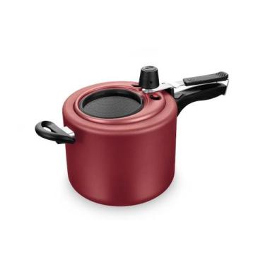 Imagem de Panela De Pressão Antiaderente Cor Vermelho 4,5l C/visor Mta Cor Cerej