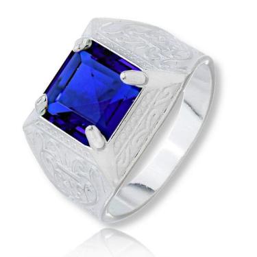 Imagem de Anel Masculino Formatura Prata Legitima Pedra Rosa - Lojas La&Ny Prata