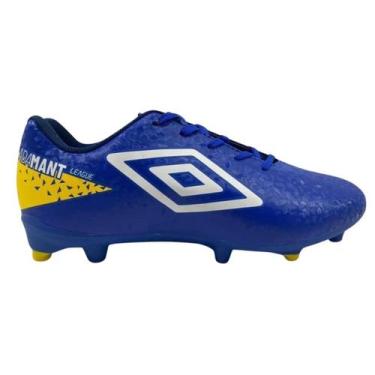 Imagem de Chuteira Society Adamant League Campo Trava Azul , 42, Azul, Amarelo