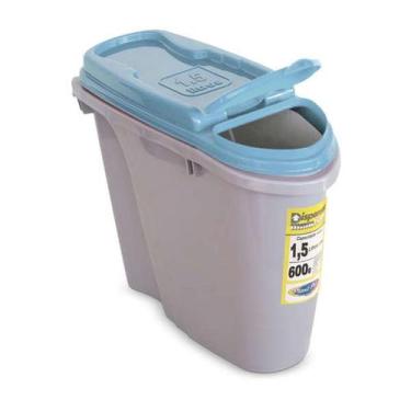 Imagem de Pote para ração Porta Ração Dispenser Plast Pet 1,5L 600g, Azul