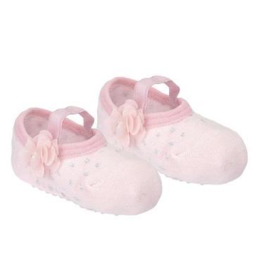Imagem de Meia Sapatilha Festa Bebê Menina Tamanho 16 a 20 - Pimpolho Baby, Rosa