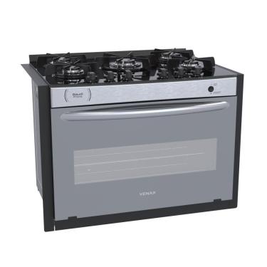 Imagem de Fogao a Gas de Embutir 5 Bocas Venax Gaudi Prisma Vitreo EL Inox