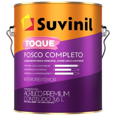 Imagem de Tinta Acrilica 3,6L Toque Fosco Completo Cromio Alta Cobertura para Paredes Internas e Externas Suvinil