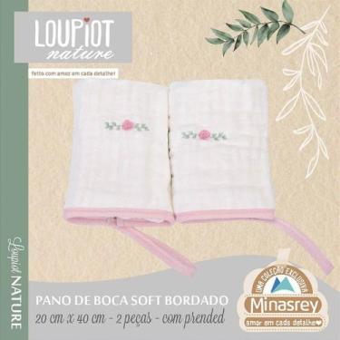 Imagem de Babete Soft Loupiot Nature Rosa - Kit Pano de Boca com Prendedor de Ch