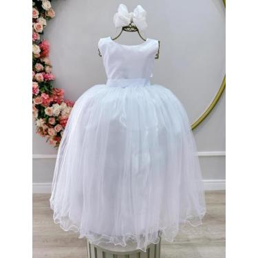 Imagem de Vestido Infantil Longo Branco Daminhas Casamentos Luxo RAM2267BC, 6