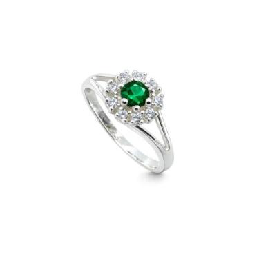Imagem de Anel Formatura Feminino Prata 925 - Maça de Prata Joias, Verde, 15