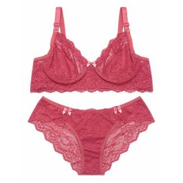 Imagem de Conjunto De Lingerie Plus Size Calcinha e Sutiã Sem Bojo De Renda Sexy