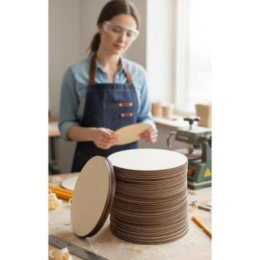 Imagem de Kit 50 Sousplats Redondo MDF Cru 35cm para Mesa  Elegância - Congratul