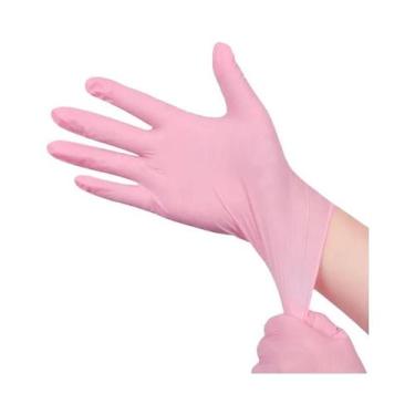 Imagem de Luvas Descartáveis De Nitrilo Rosa Sem Látex Para Limpeza Doméstica, C