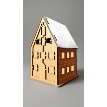 Imagem de Mini Casa Madeira Maquete Artesanato Decoração 1 Unidade - Congratulat