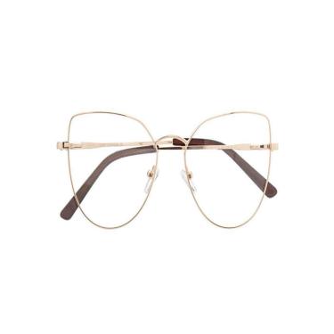 Imagem de Armação Óculos de Grau Feminina Gatinho Varsóvia Dourado-Feminino