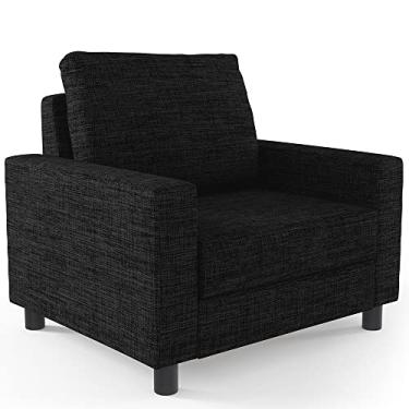 Imagem de Poltrona Decorativa Para Sala De Estar E Recepção Malta L02 Linho Chumbo - Lyam Decor