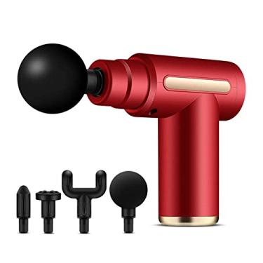 Imagem de Mini controle lcd arma de massagem profunda massageador muscular dor corporal pescoço massagem exercício relaxamento emagrecimento moldar alívio da dor… (vermelho)