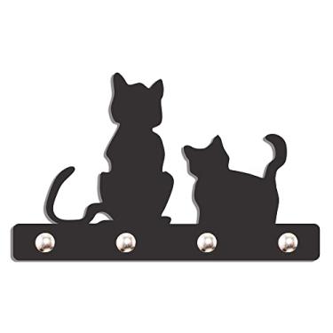 Imagem de Porta Chave De Parede Decorativo Gancho Suporte Chaves Gatos Pet