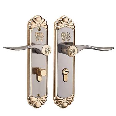 Imagem de Fechadura de porta, fechadura de porta ergonômica interna estilo europeu com chaves de liga de zinco para portas de madeira, portas de quarto.