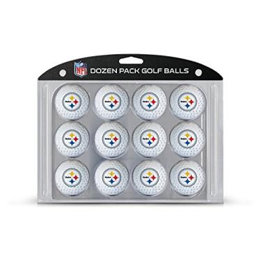 Imagem de Team Golf 32403 NFL Pittsburgh Steelers dúzia de bolas de golfe tamanho regulamentado, pacote com 12, impressão colorida durável do time