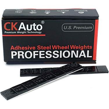 Imagem de CKAuto 1/4oz, 0.25oz, preto, adesivo Stick on Wheel Weights, fita EasyPeel. Carros, caminhões, SUVs, motocicletas, perfil baixo, 60 oz/caixa, qualidade OEM dos EUA, (240 peças)