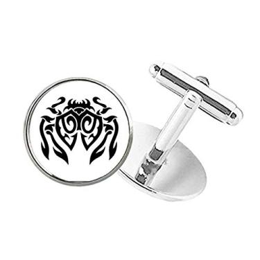 Imagem de DIYthinker Abotoaduras com clipe de botão redondo com estampa de aranha, estampa de insetos e ilustração preta