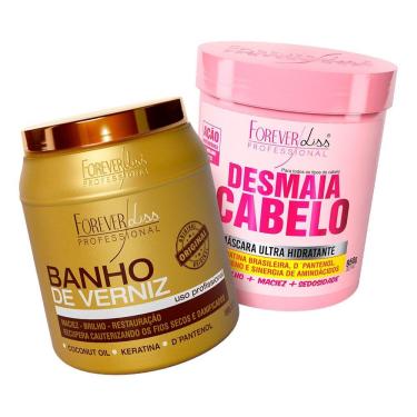 Imagem de Kit Forever Liss - Desmaia Cabelo 950g + Banho De Verniz 1kg