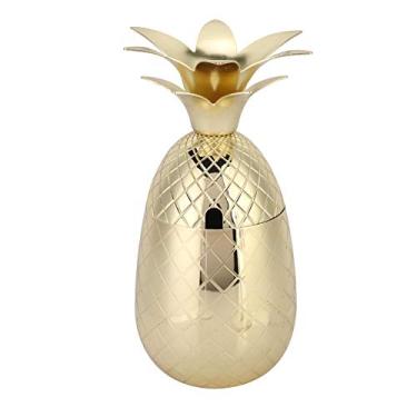 Imagem de caneca de aço inoxidável ouro rosa copo de bebida para coquetel,Copo de água de abacaxi, copo de vinho criativo, adequado para loja de chá com leite, cafeteria, bar