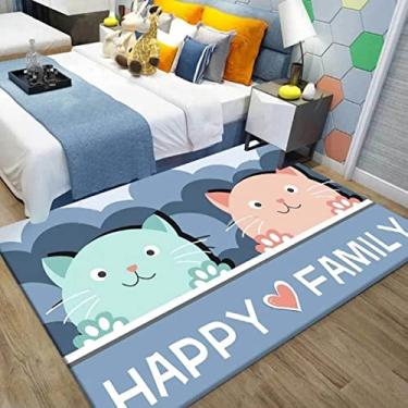 Imagem de Tapete de área de fundo de desenho animado com animais fofos em estilo desenho animado tapete de área de poliéster para sala de jantar dormitório quarto casa decorativa 40 x 60 cm