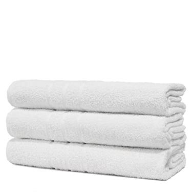 Imagem de Kit Com 3 Toalhas de Banho Profissional Prata Alta Absorção 70x130cm - Central Toalhas - Costura Dupla Reforçada (Branco Off White)