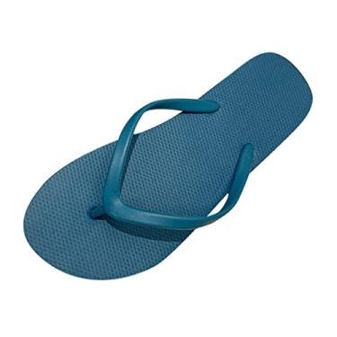 Imagem de Chinelos para mulheres moda casual sapatos de praia boêmio chinelos sapatos baixos pretos sandálias femininas salto alto, Azul, 7.5