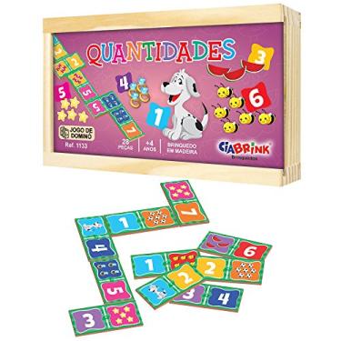 Imagem de Dominó Quantidades em Madeira 28 Peças, A Partir de 4 Anos, Embalagem em Caixa Madeira Ciabrink