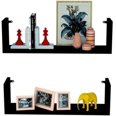 Imagem de Kit 2 Prateleira Nicho U 50X15x10p Preto Mdf Decoração - Tio Do Mdf