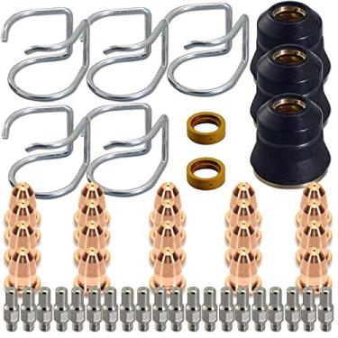 Imagem de AIC WELD Kit de acessórios para tocha de plasma S45 PR0010 Eletrodos PD0116-08 Bico dicas espaçador guia de retenção Difusor de gás CV0010 consumíveis para S45 Torch