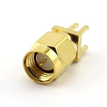 Imagem de DGZZI DGZZI Pacote com 5 adaptadores SMA macho RF coaxial 4 pinos conector de suporte quadrado de borda PCB painel de montagem na borda conector de tomada