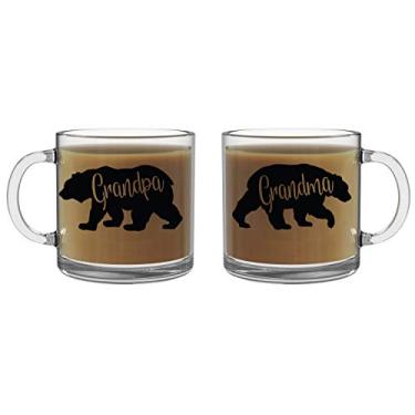 Imagem de Canecas Grandma Bear, Canecas Grandpa Bear – Conjunto de presente para avós – Conjunto de canecas de café de vidro de 340 ml – Presentes divertidos para ele e para ela – marido e esposa ou nana e papai de aniversário – por CBT Mugs