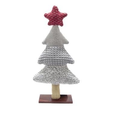 Imagem de Arvore De Natal Decorativa Cinza Com Estrela Vermelha Artigo Artesanal