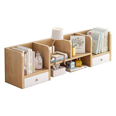 Imagem de KIZQYN Estante de livros com gaveta dupla para mesa estante para escritório e mesa rack para armazenamento de arquivos para casa multicamadas desktop estante para exibição estante de livros