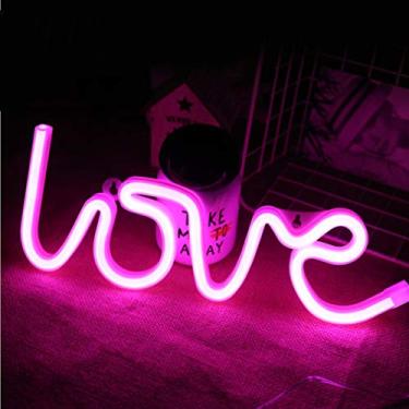 Imagem de MorTime Placa neon LED Love, luz neon rosa, 34,3 x 12,7 x 1,5 cm, PVC, decoração de quarto e festa