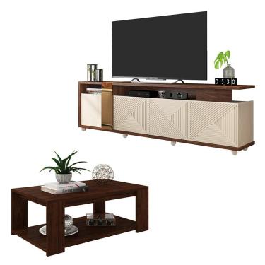 Imagem de Kit Conjunto Sala De Estar Bancada E Mesa Columbus Caemmun