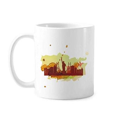 Imagem de USA America New York City Liberty Caneca Aquarela Cerâmica Café Porcelana Utensílios de Mesa