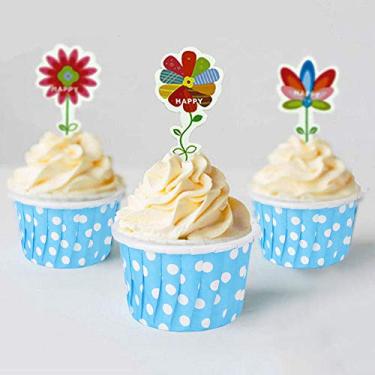 Imagem de Mini formas de assar, assadeiras de papel, 50 peças, formas de cupcake, molde de cupcake para festa para casa (azul)