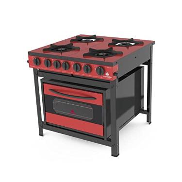 Imagem de Fogão Industrial com Forno PRGE-402 F Gourmet Progás Tampo Esmaltado Vermelho Vermelho - Gás GLP - botijão
