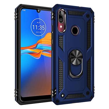 Imagem de Caso de capa de telefone de proteção Para Motorola Moto E6 Plus Case Celular com caixa de suporte magnético, proteção à prova de choque pesada para Motorola Moto E6 Plus (Color : Blue)