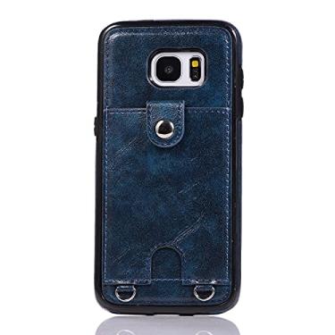 Imagem de Sacos de telefonia móvel Para Samsung Galaxy S7 Edge Case Phone Pu Capa protetora de cordão de couro, com suporte de cartão, carteira anti-perdido ajustável e destacável, para a borda Samsung Galaxy S