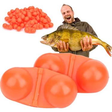 Imagem de Watris Veiyi 40 peças de contas de sino, chocalhos portáteis de peixe-gato, chocalho duplo de pesca para atrair peixes (laranja)