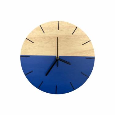 Imagem de Relógio De Parede Em Madeira Minimalista Azul Netuno 28Cm
