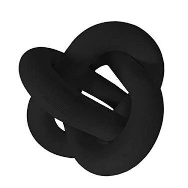 Imagem de Ioensy Decoração de elo de corrente de madeira 3, decoração de nó de madeira, nó de corrente decorativo esculpido à mão, decorativo de nó, PRETO