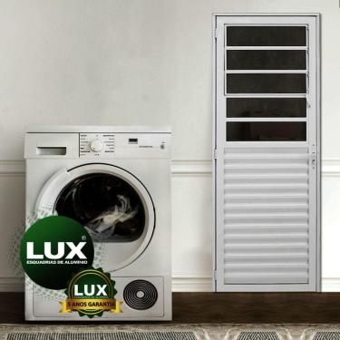 Imagem de Porta de Alumínio Basculante 210x80cm Abertura Lado Esquerdo 25 Plus Lux Esquadrias Branco