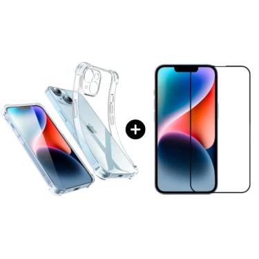 Imagem de Película De Vidro 3D Tela Toda Para iPhone + Capa Capinha Case (iPhone 14 Plus)